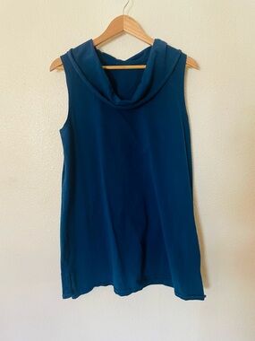 Fenini Sleeveless Cowl Neck Tunic Blue Size Large 100% Cotton